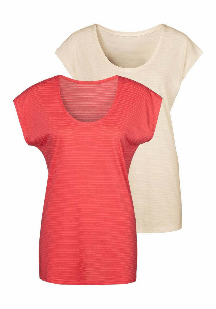 BEACH TIME BEACH TIME Kurzarmshirt T-Shirt Damen - koralle - creme - 0 | SportScheck