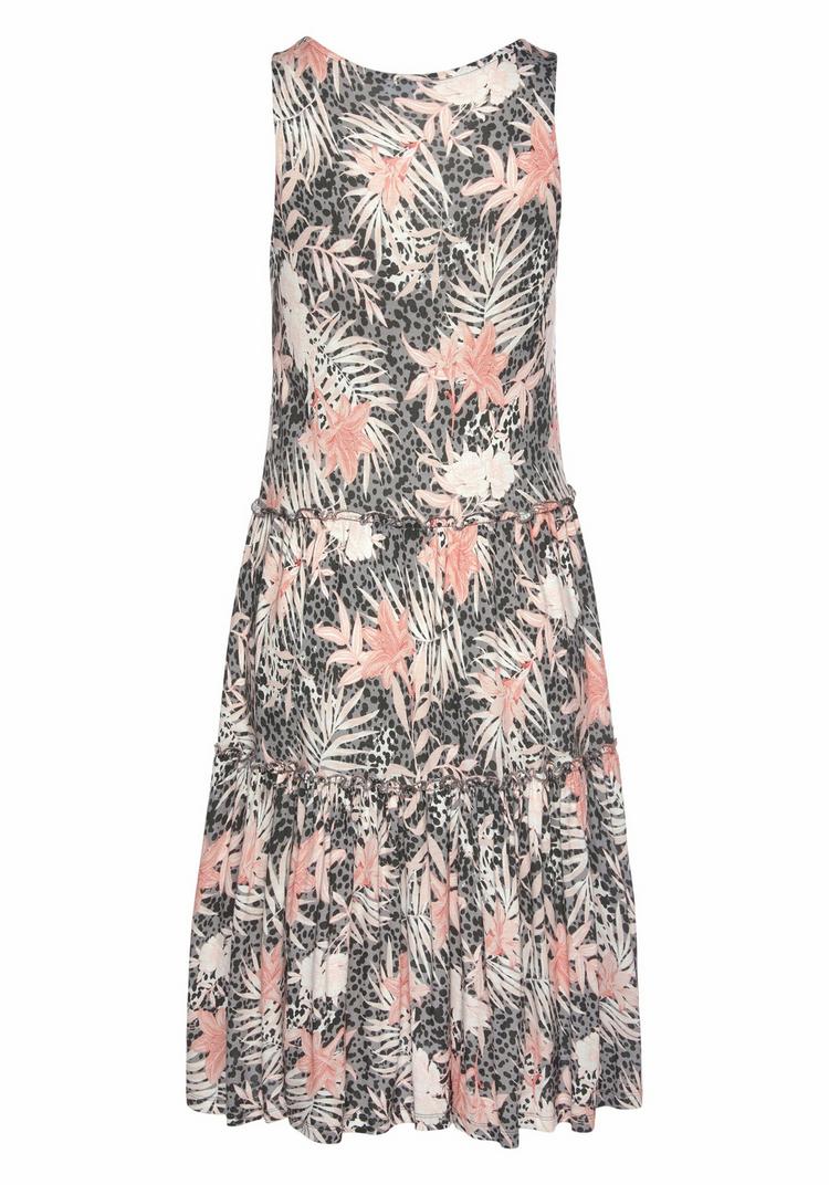 Buffalo Buffalo Jerseykleid Jerseykleid Damen - wei&szlig;-grau-koralle-bedruckt - 0 | SportScheck