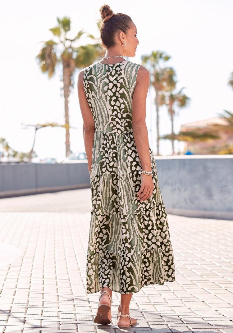 Lascana Lascana Maxikleid Maxikleid Damen - gr&uuml;n-taupe-bedruckt - 1 | SportScheck