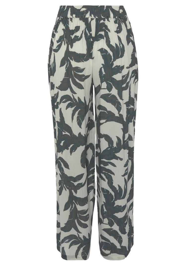 S.OLIVER S.OLIVER Palazzohose Stoffhose Damen - sand-blau-bedruckt - 0 | SportScheck