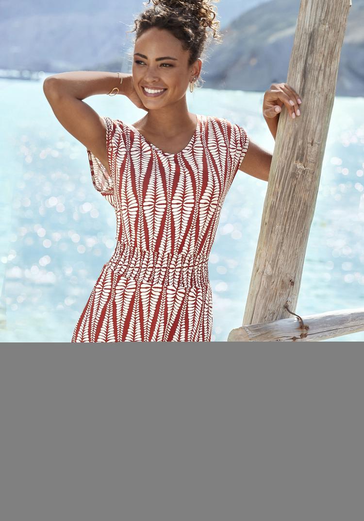 Lascana Lascana Jerseykleid Jerseykleid Damen - terracotta-creme bedruckt - 1 | SportScheck