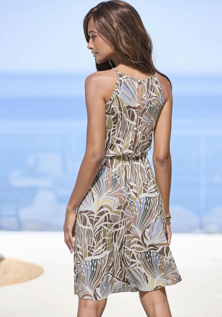 Lascana Lascana Jerseykleid Jerseykleid Damen - creme-khaki-hellblau bedruckt - 0 | SportScheck