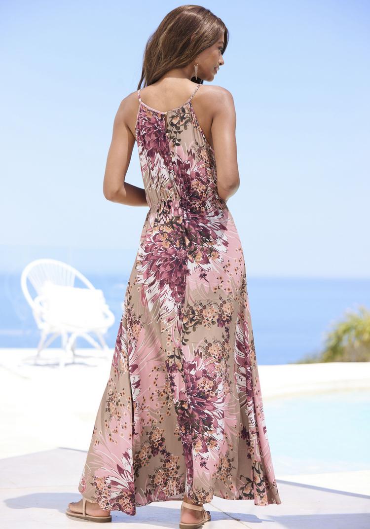 Lascana Lascana Maxikleid Maxikleid Damen - taupe-beere bedruckt - 0 | SportScheck