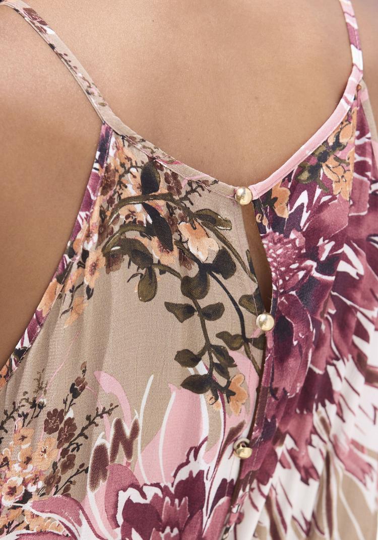 Lascana Lascana Maxikleid Maxikleid Damen - taupe-beere bedruckt - 2 | SportScheck