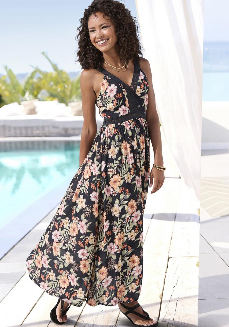 Buffalo Buffalo Maxikleid Maxikleid Damen - schwarz bedruckt - 1 | SportScheck