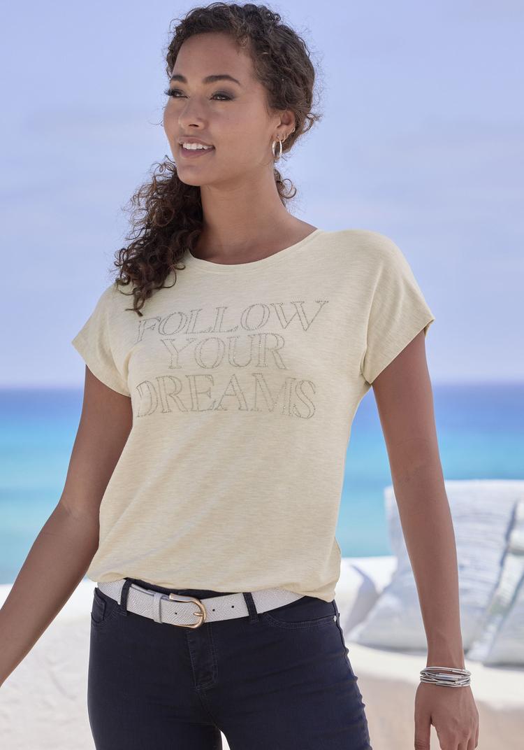 Lascana Lascana Rundhalsshirt T-Shirt Damen - beige - 0 | SportScheck