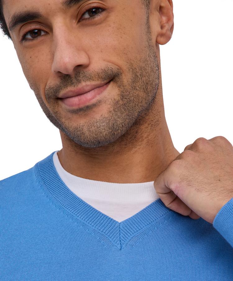 Falke Falke Cotton V-Neck Strickpullover Herren - azure (6280) - 1 | SportScheck