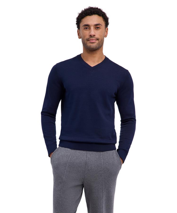 Falke Falke Cotton V-Neck Strickpullover Herren - night sky (6437) - 0 | SportScheck
