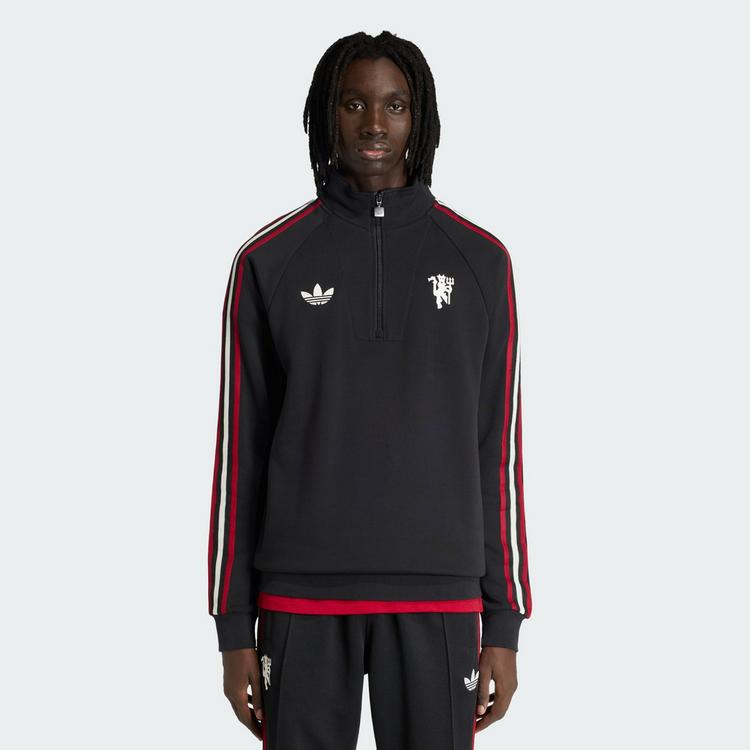 adidas adidas Manchester United Originals Half Zip Langarmshirt Herren - Black - 0 | SportScheck
