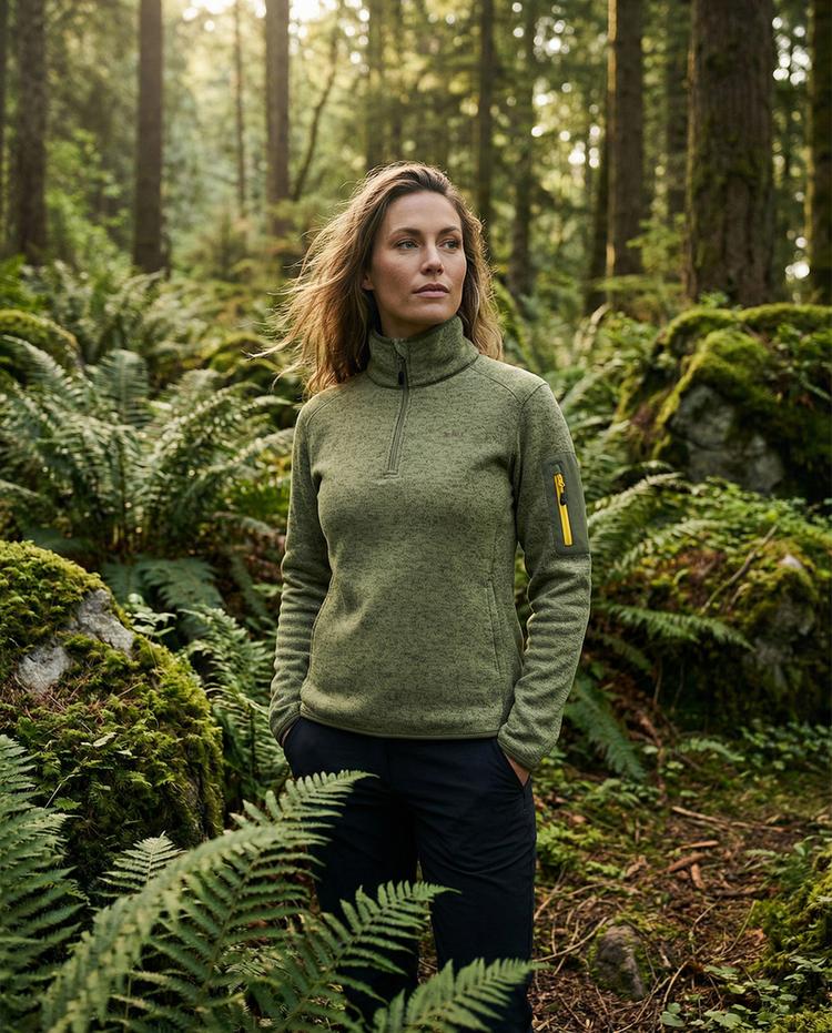 Jeff Green Jeff Green 1/4 Zip Strickfleecepullover Helmi Fleecejacke Damen - Dusky Green - 1 | SportScheck