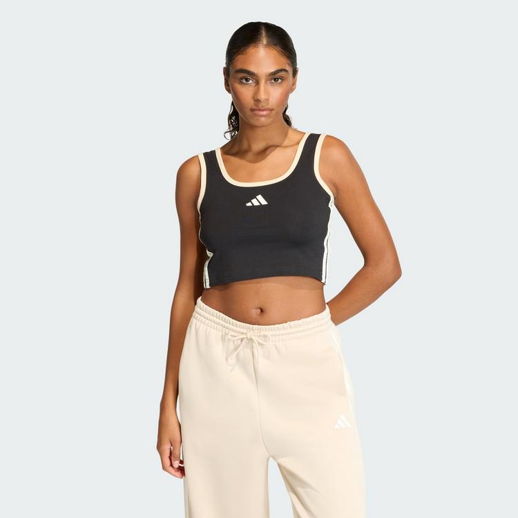 adidas adidas STADIUM TANKTOP Croptop Damen - Black / Crystal Linen / Off White - 0 | SportScheck