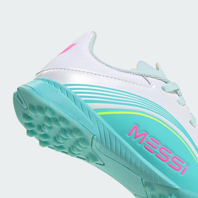 adidas adidas F50 MESSI LEAGUE Turf Fu&szlig;ballschuh Kids Fu&szlig;ballschuhe Kinder - Cloud White / Lucid Pink / Flash Aqua - 5 | SportScheck