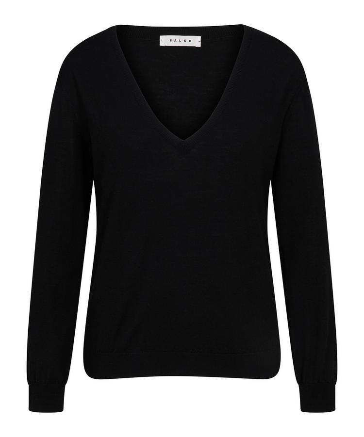 Falke Falke V-Neck New Merino Strickpullover Damen - black (3000) - 0 | SportScheck