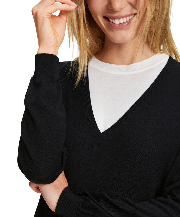 Falke Falke V-Neck New Merino Strickpullover Damen - black (3000) - 6 | SportScheck