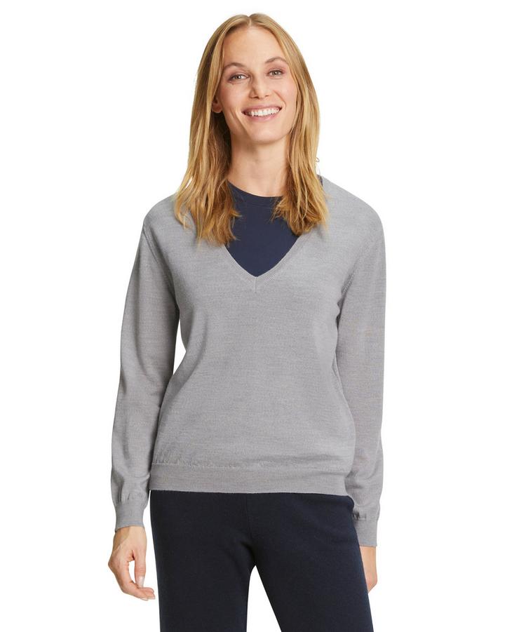 Falke Falke V-Neck New Merino Strickpullover Damen - light grey (3400) - 0 | SportScheck