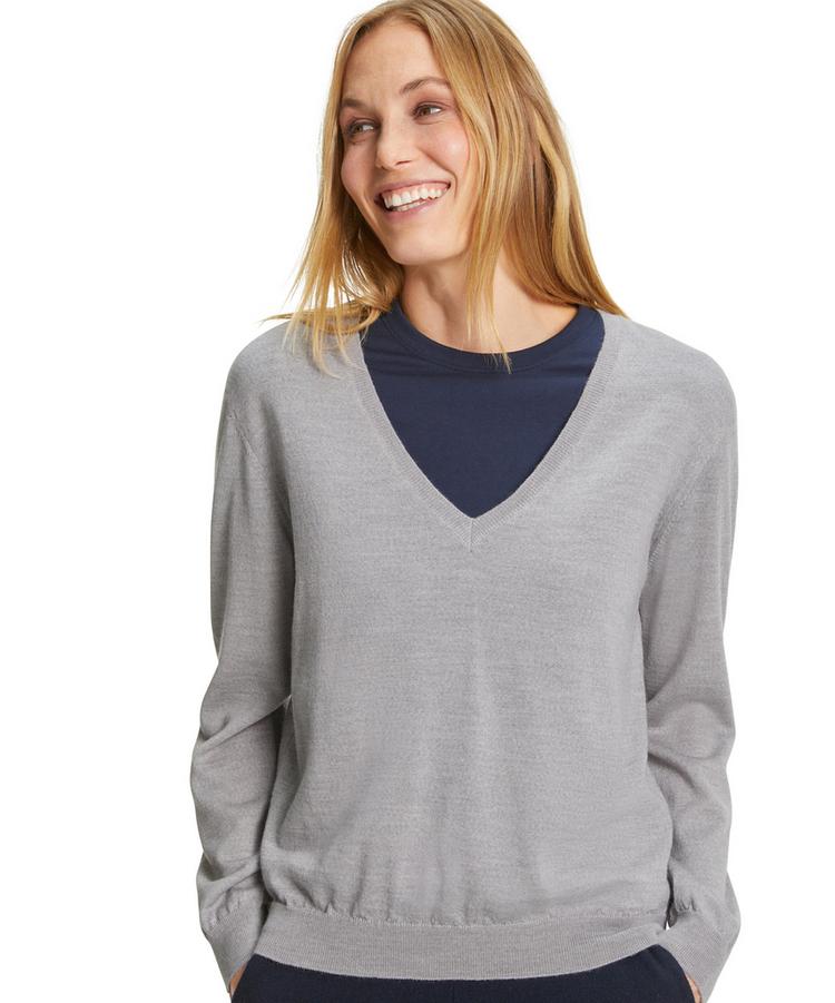 Falke Falke V-Neck New Merino Strickpullover Damen - light grey (3400) - 3 | SportScheck