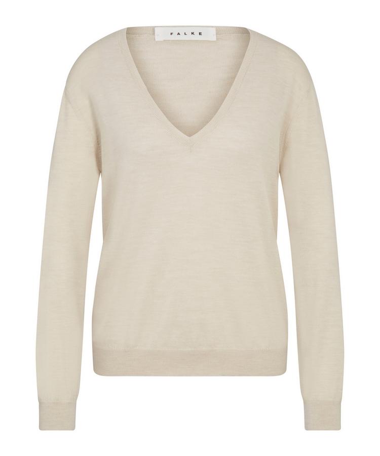 Falke Falke V-Neck New Merino Strickpullover Damen - beige mel. (4043) - 0 | SportScheck