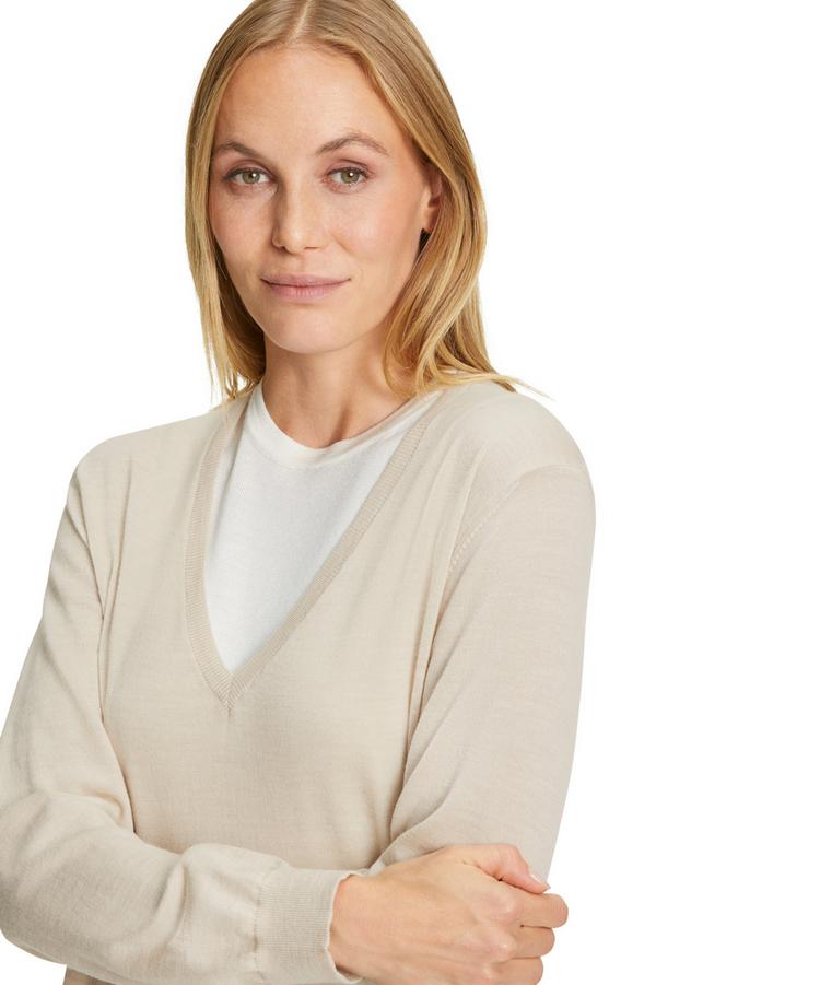 Falke Falke V-Neck New Merino Strickpullover Damen - beige mel. (4043) - 4 | SportScheck