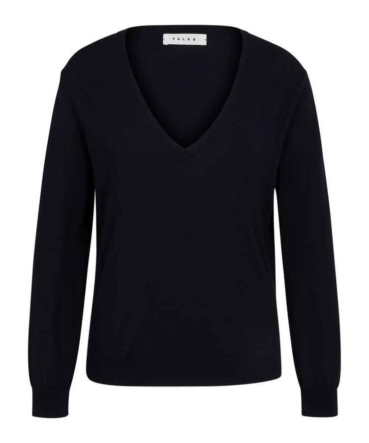 Falke Falke V-Neck New Merino Strickpullover Damen - night sky (6437) - 0 | SportScheck