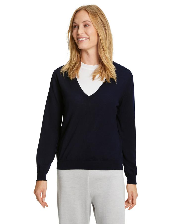 Falke Falke V-Neck New Merino Strickpullover Damen - night sky (6437) - 0 | SportScheck
