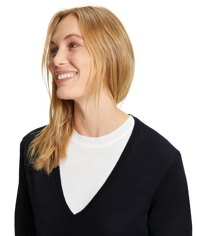 Falke Falke V-Neck New Merino Strickpullover Damen - night sky (6437) - 4 | SportScheck