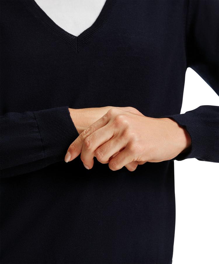 Falke Falke V-Neck New Merino Strickpullover Damen - night sky (6437) - 6 | SportScheck