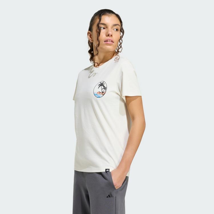 adidas adidas SUMMER SLIDE GRAPHIC T-SHIRT2 T-Shirt Damen - Off White - 0 | SportScheck