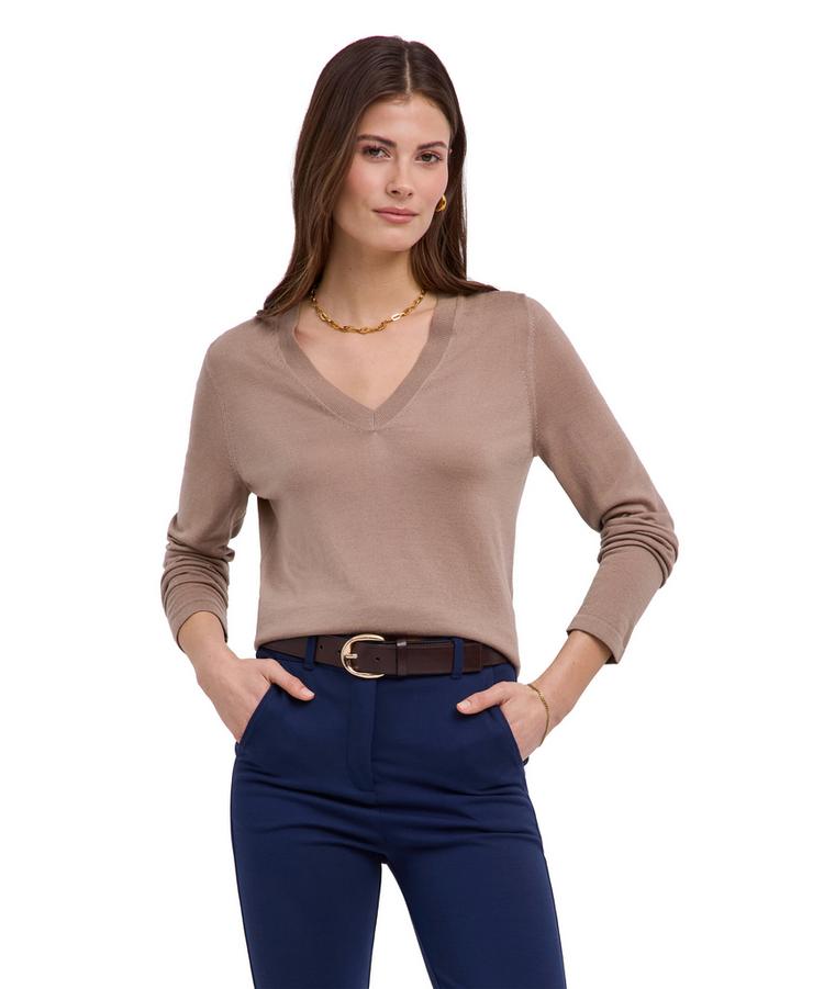 Falke Falke Merino X-fine V-Neck Strickpullover Damen - sesame (4390) - 0 | SportScheck