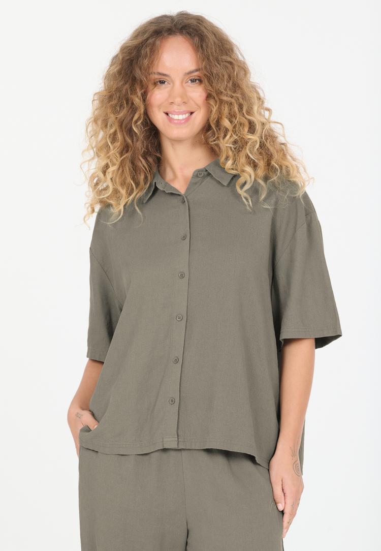 NOU NOU Natasha Kurzarmhemd Damen - 3211 Smokey Olive - 1 | SportScheck