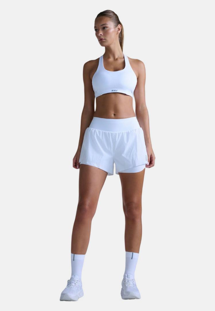 2XU 2XU Aero Hi-Rise 2-in-1 3 Inch Shorts Funktionsshorts Damen - white-silver reflective - 0 | SportScheck