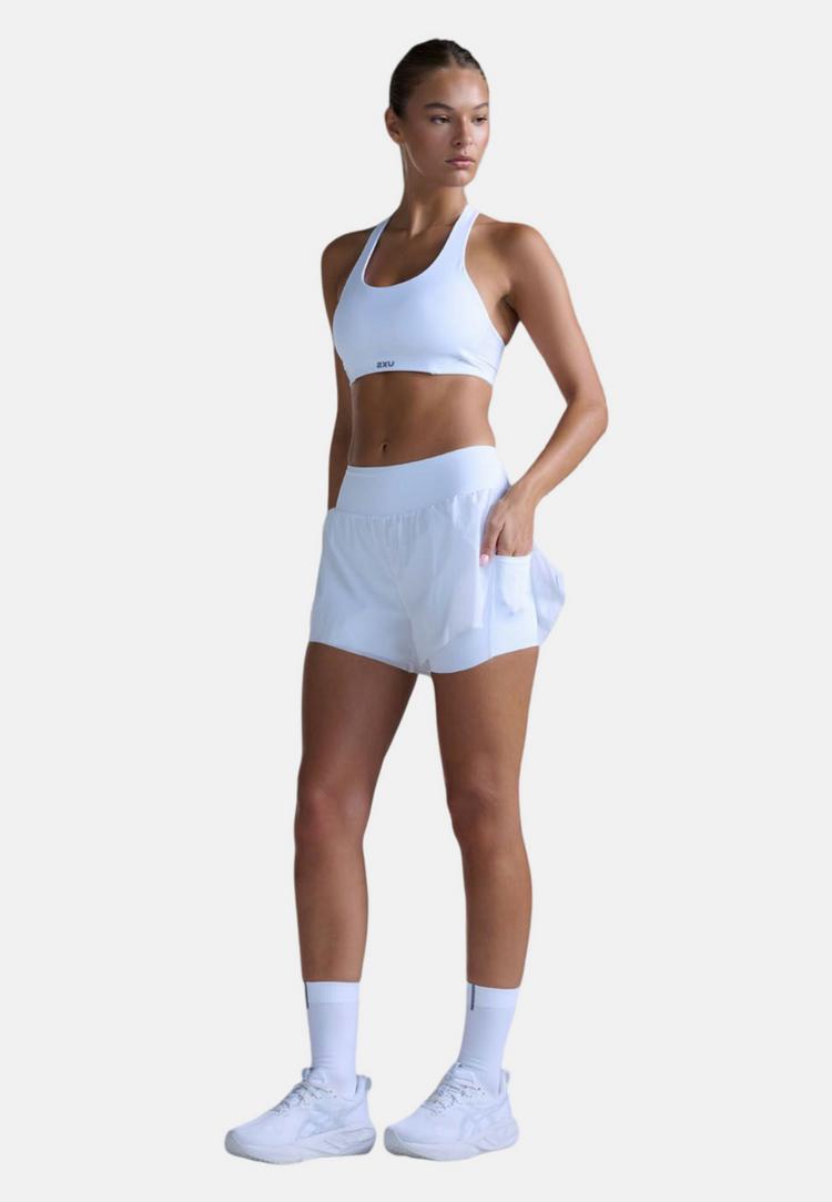 2XU 2XU Aero Hi-Rise 2-in-1 3 Inch Shorts Funktionsshorts Damen - white-silver reflective - 1 | SportScheck