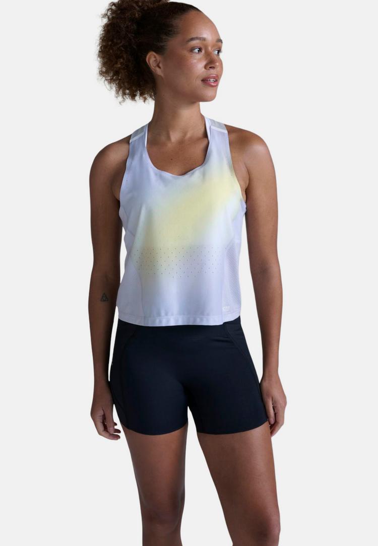 2XU 2XU Light Speed React Crop Singlet Funktionsshirt Damen - lemon mist-white reflective - 3 | SportScheck