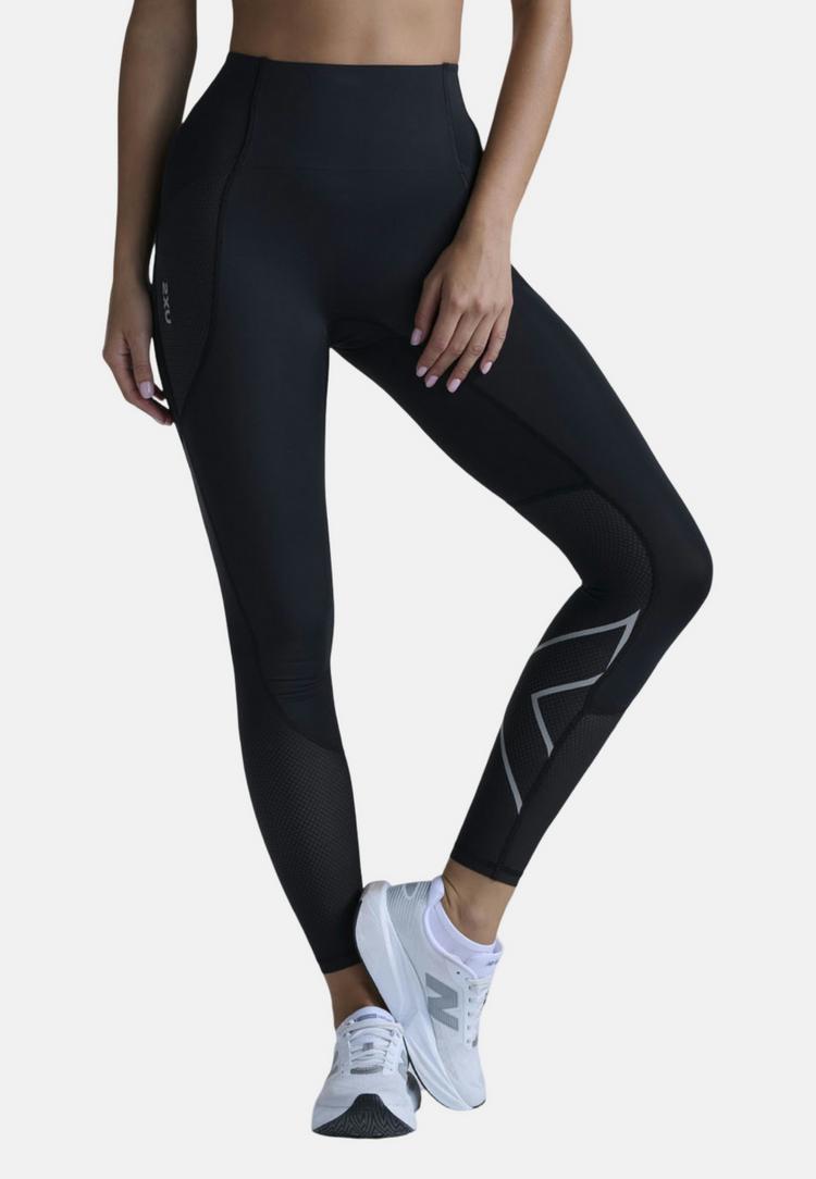 2XU 2XU Aero Mesh Hi-Rise Tights Tights Damen - black-silver reflective - 4 | SportScheck