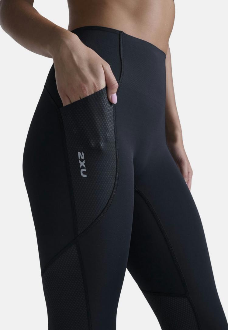 2XU 2XU Aero Mesh Hi-Rise Tights Tights Damen - black-silver reflective - 5 | SportScheck