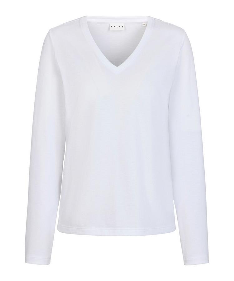 Falke Falke Pima Jersey V-Neck LS T-Shirt Damen - white (2000) - 0 | SportScheck