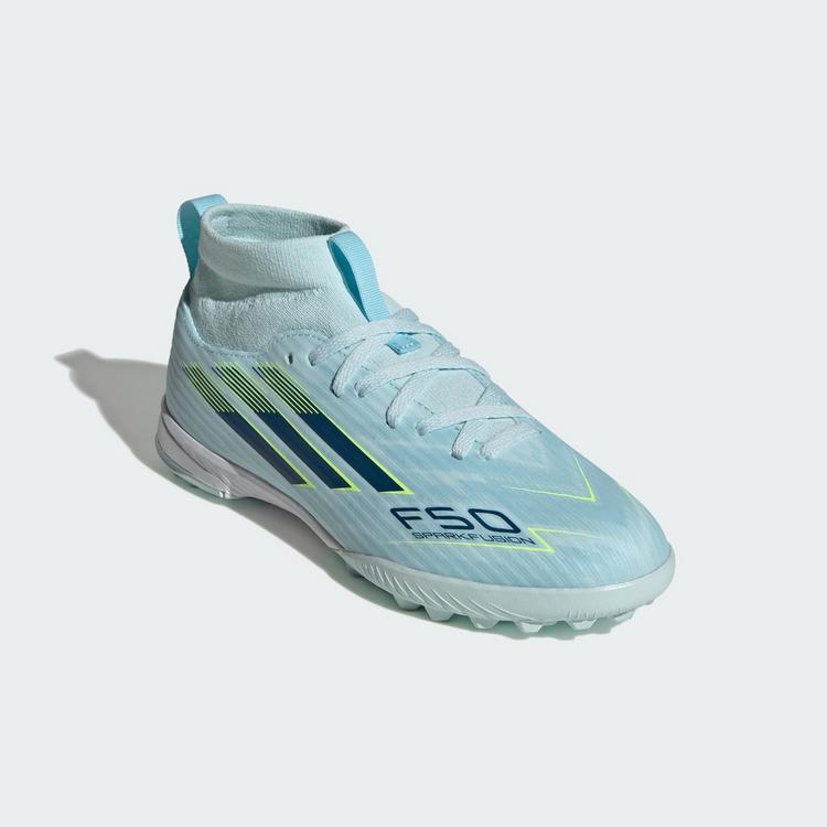 adidas adidas F50 SPARKFUSION LEAGUE Mid Cut Turf Fu&szlig;ballschuhe Kinder - Almost Blue / Dusky Petrol / Hi-Res Yellow - 2 | SportScheck