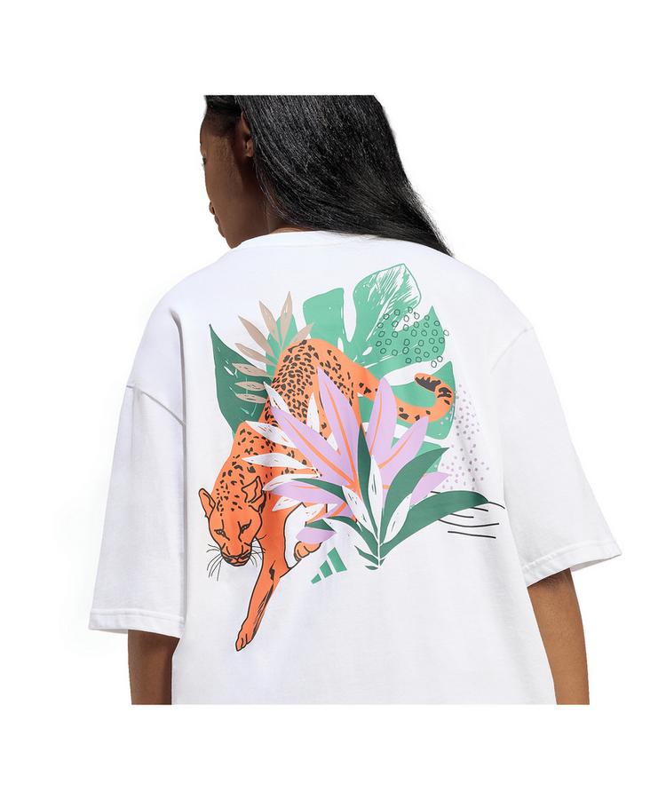 adidas adidas Animal Oversize T-Shirt Damen Wei&szlig; T-Shirt Damen - weiss - 1 | SportScheck