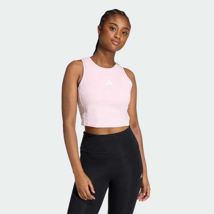 adidas adidas ESSENTIALS 3-STREIFEN GEPOLSTERTES Croptop Damen - Clear Pink - 0 | SportScheck