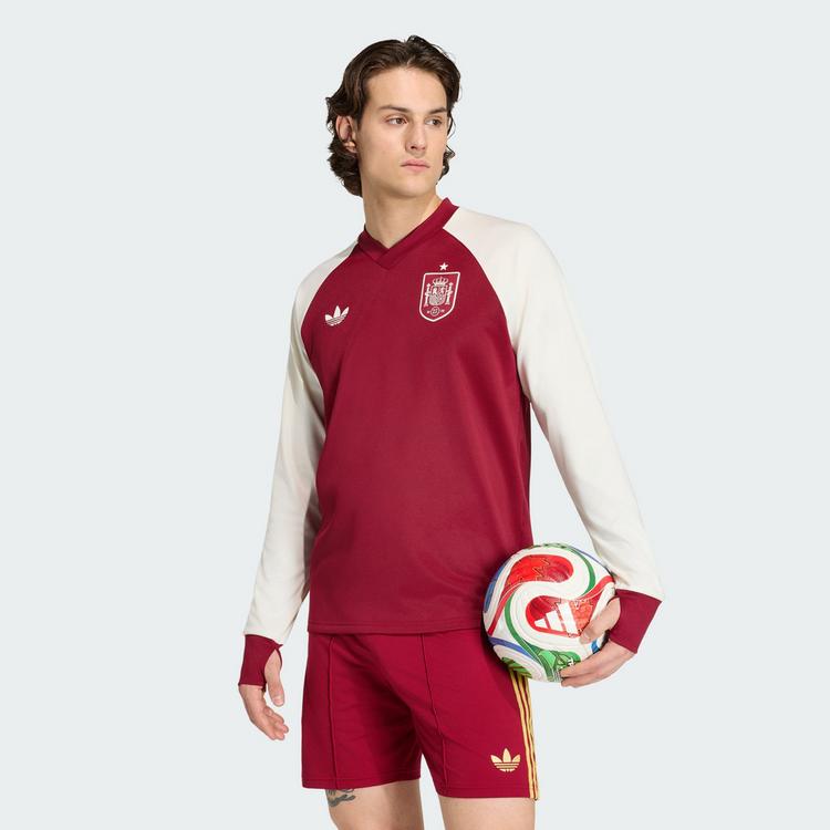 adidas adidas Spanien 26 Pre-Match Ausw&auml;rtstrikot, Langarmshirt Herren - Team Coll Burgundy 2 - 1 | SportScheck