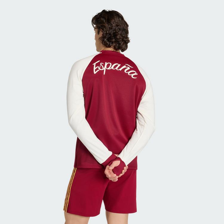 adidas adidas Spanien 26 Pre-Match Ausw&auml;rtstrikot, Langarmshirt Herren - Team Coll Burgundy 2 - 2 | SportScheck