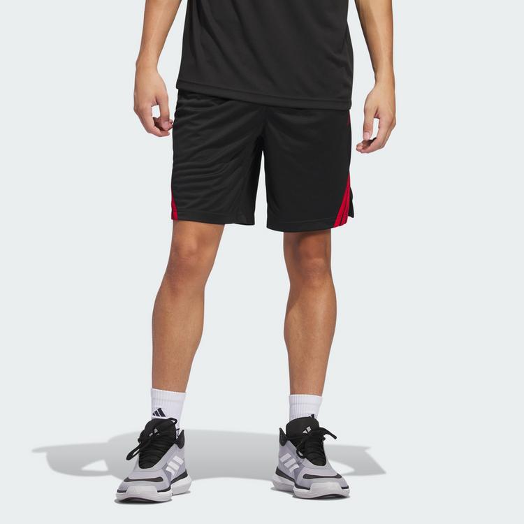 adidas adidas Legends 3-Streifen Basketball Shorts Basketball-Shorts Herren - Black / Team Power Red 2 - 0 | SportScheck
