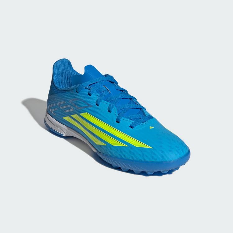 adidas adidas F50 League Kids Fu&szlig;ballschuh, Rollrasen Fu&szlig;ballschuhe Kinder - Lucid Ray Blue / Team Solar Yellow 2 / Lucid Aquamarine - 2 | SportScheck