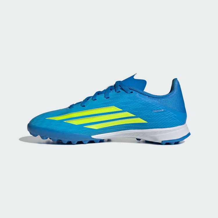 adidas adidas F50 League Kids Fu&szlig;ballschuh, Rollrasen Fu&szlig;ballschuhe Kinder - Lucid Ray Blue / Team Solar Yellow 2 / Lucid Aquamarine - 4 | SportScheck