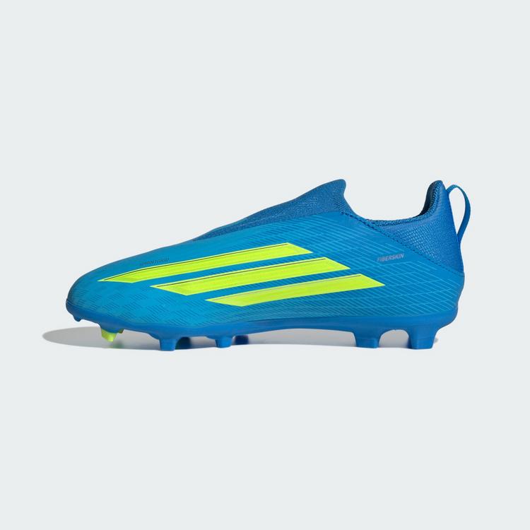 adidas adidas F50 LEAGUE Laceless FG/MG Kids Fu&szlig;ballschuhe Kinder - Lucid Ray Blue / Team Solar Yellow 2 / Lucid Aquamarine - 4 | SportScheck
