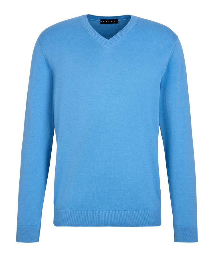Falke Falke Cotton V-Neck Strickpullover Herren - azure (6280) - 0 | SportScheck