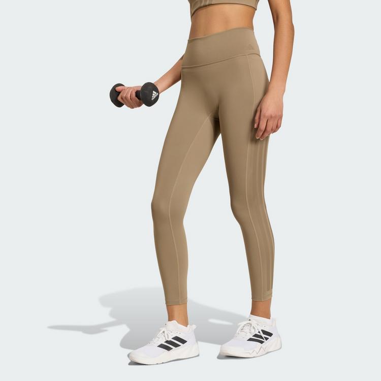 adidas adidas Optime Workout 3-Streifen 7/8 Leggings Tights Damen - Khaki Six - 0 | SportScheck