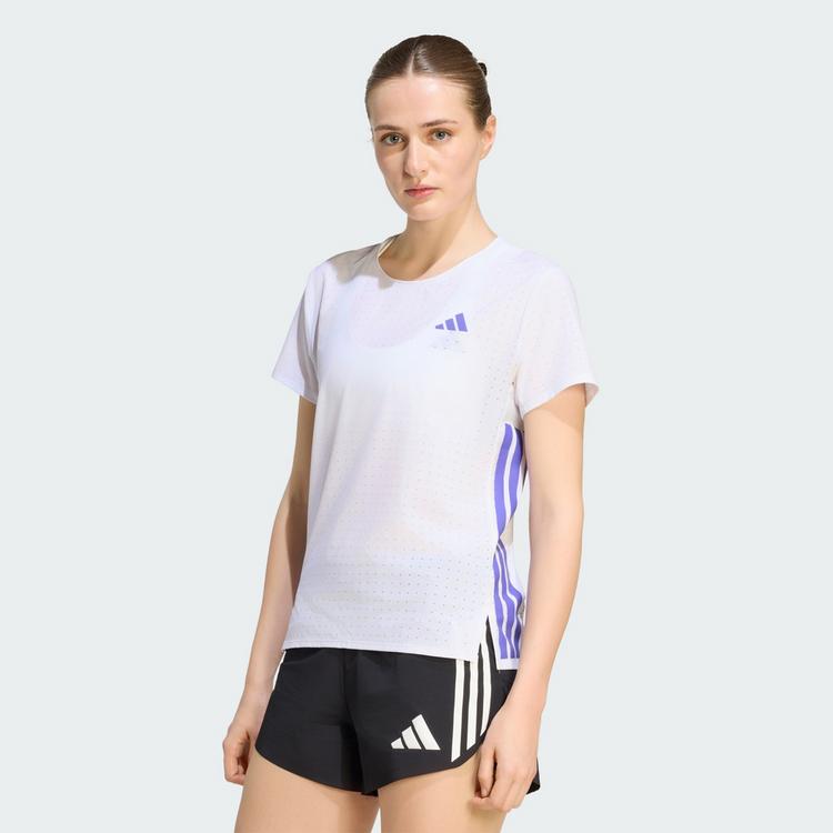 adidas adidas Adizero Running T-Shirt Laufshirt Damen - White / Solar Purple - 0 | SportScheck