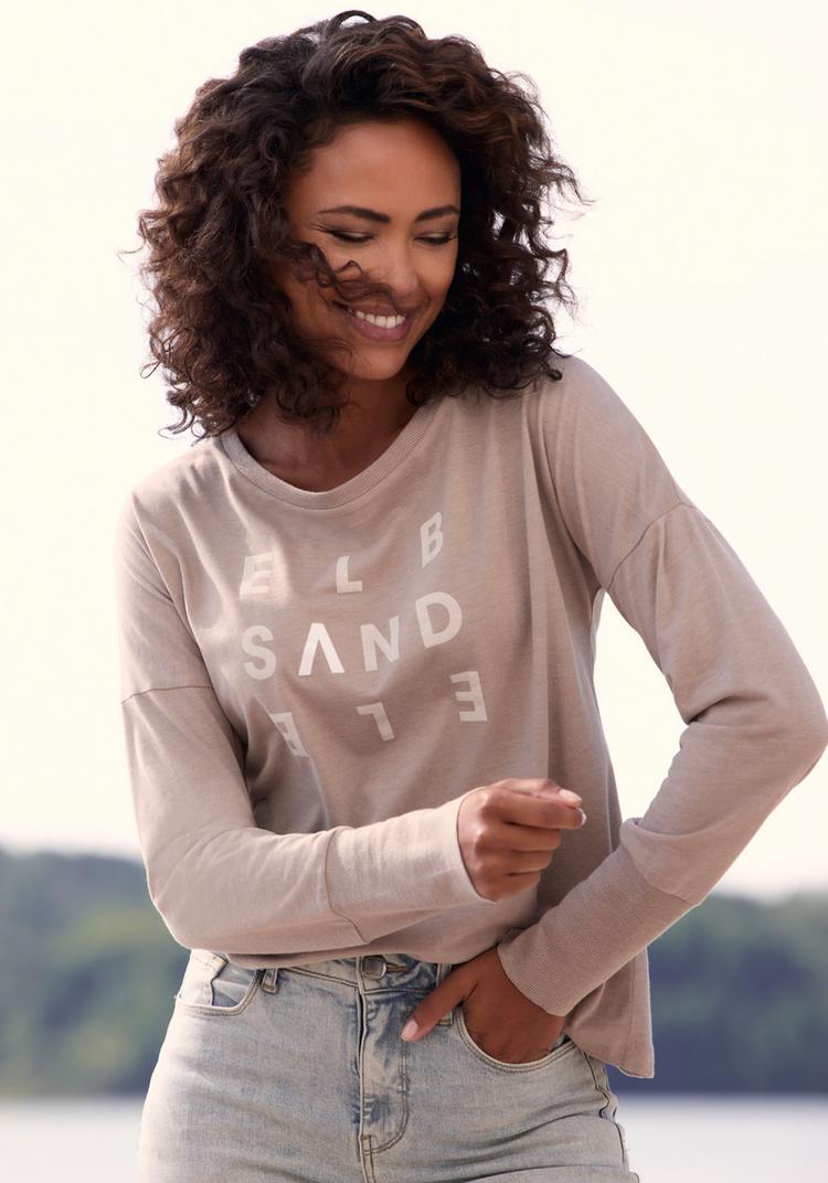 ELBSAND ELBSAND Longsleeve Longshirt Damen - taupe meliert - 0 | SportScheck