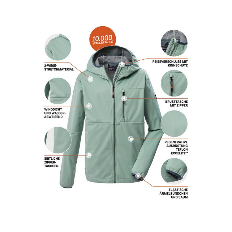 KILLTEC KILLTEC KOS 124 BYS SFTSHLL JCKT Softshelljacke Kinder - Gr&uuml;n2047 - 3 | SportScheck