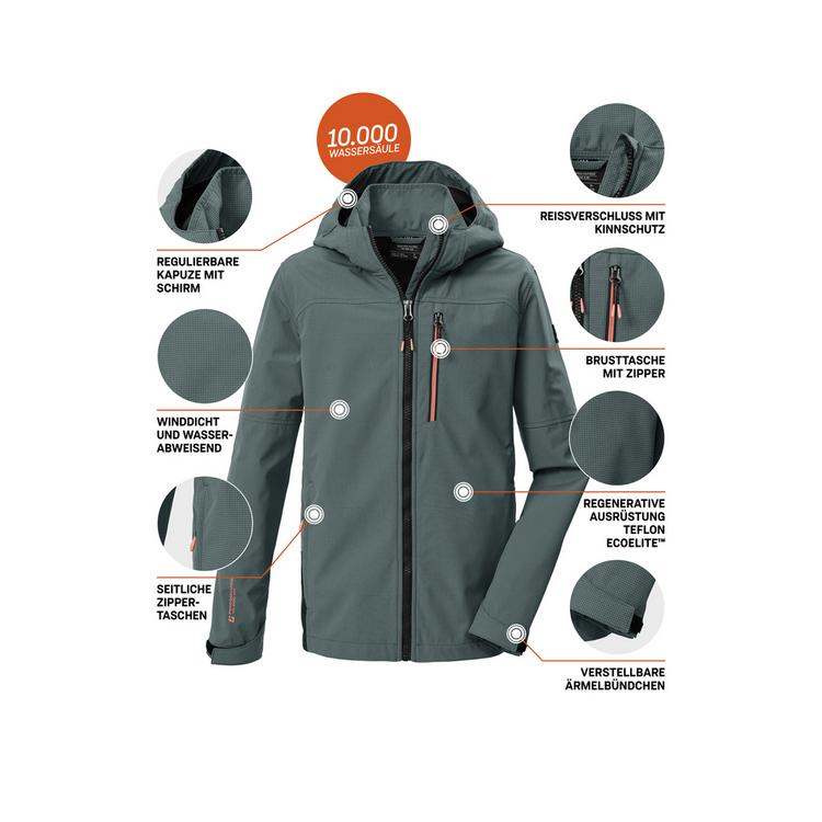KILLTEC KILLTEC KOS 143 BYS SFTSHLL JCKT Softshelljacke Kinder - Gr&uuml;n2045 - 3 | SportScheck